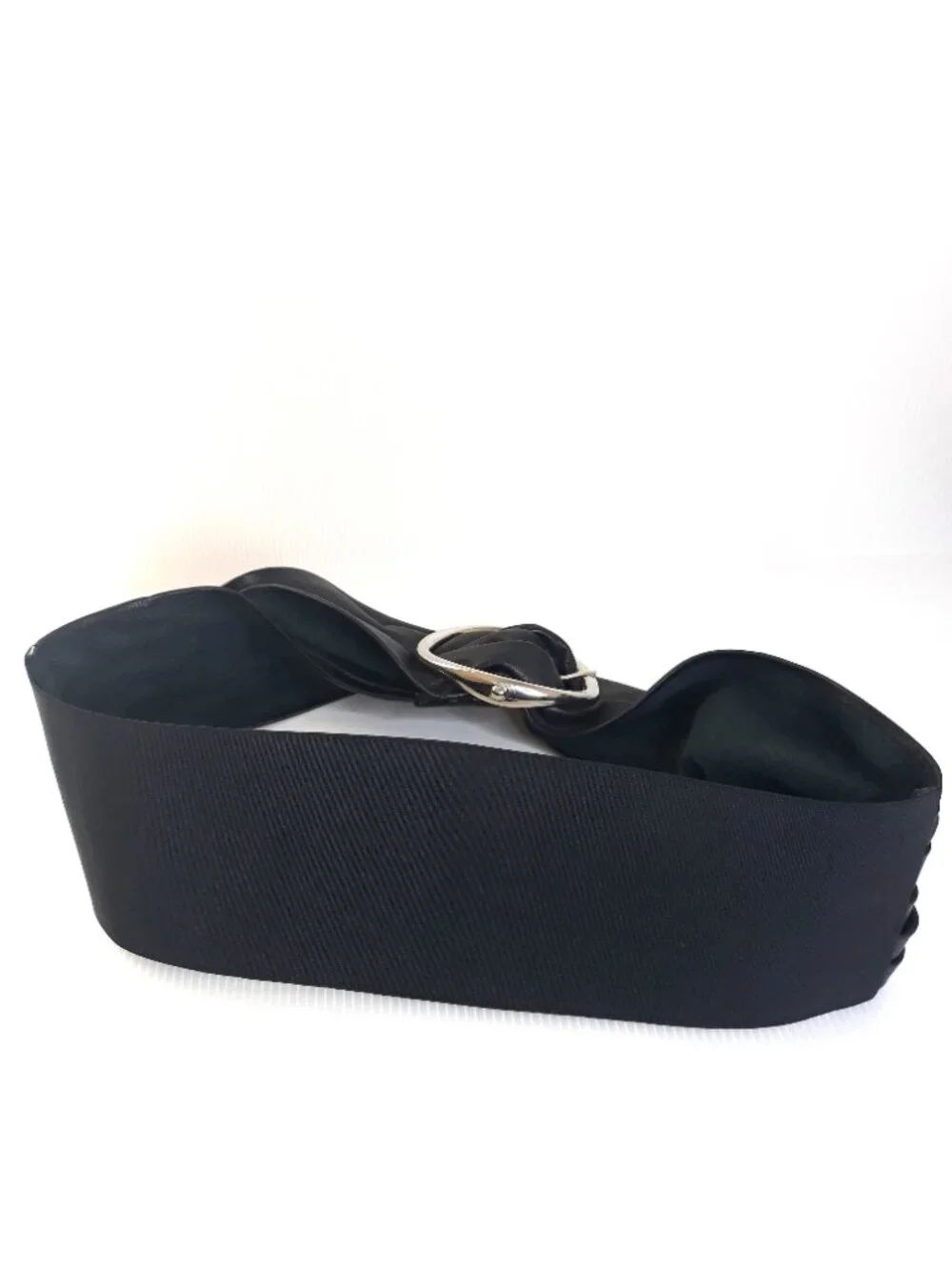 Susie Roher Black Leather Grommet Statement Waist Belt Boho Artsy Chic